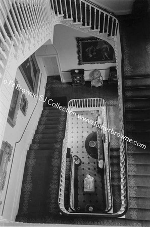 DUNSANY CASTLE STAIRCASE FROM DRAWING ROOM LOBBY LOOKING DOWN